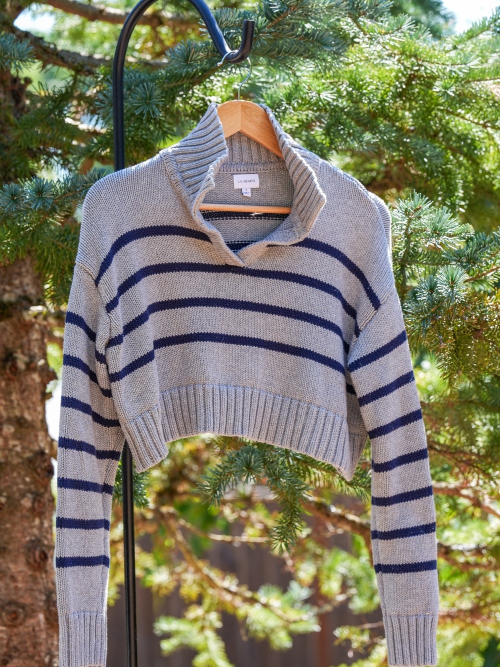 LA Hearts Blue Gray 100% Cotton Knit Sweater Size Small